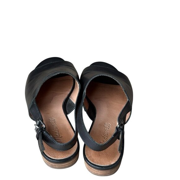 Madewell The Noelle Slingback Peep Toe Womens Black Leather Sandals Size 6 - Picture 6 of 9